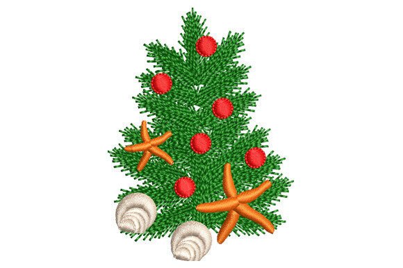 Christmas Tree with Starfish and Shells