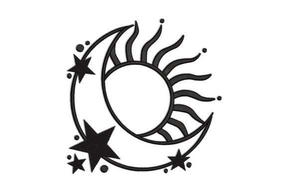 Sun Moon Stars Embroidery Design