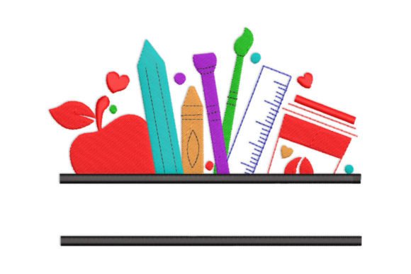 Teacher School Supplies Split Monogram