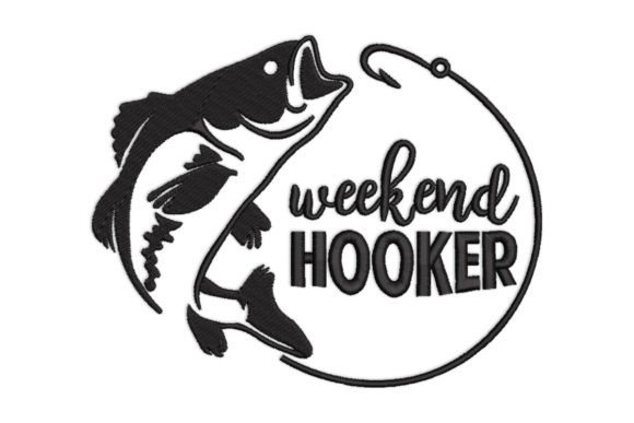 Weekend Fish Hook Embroidery Design